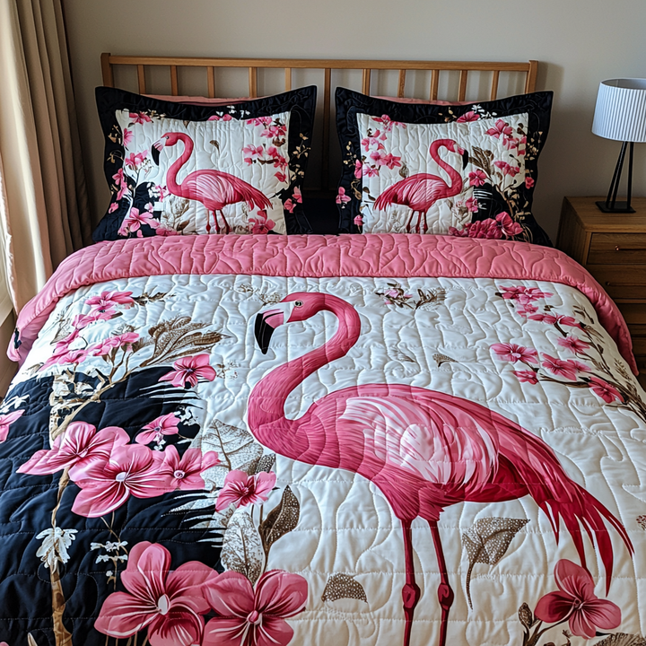 Juego de Ropa de Cama Acolchado de 3 Piezas Flamingo