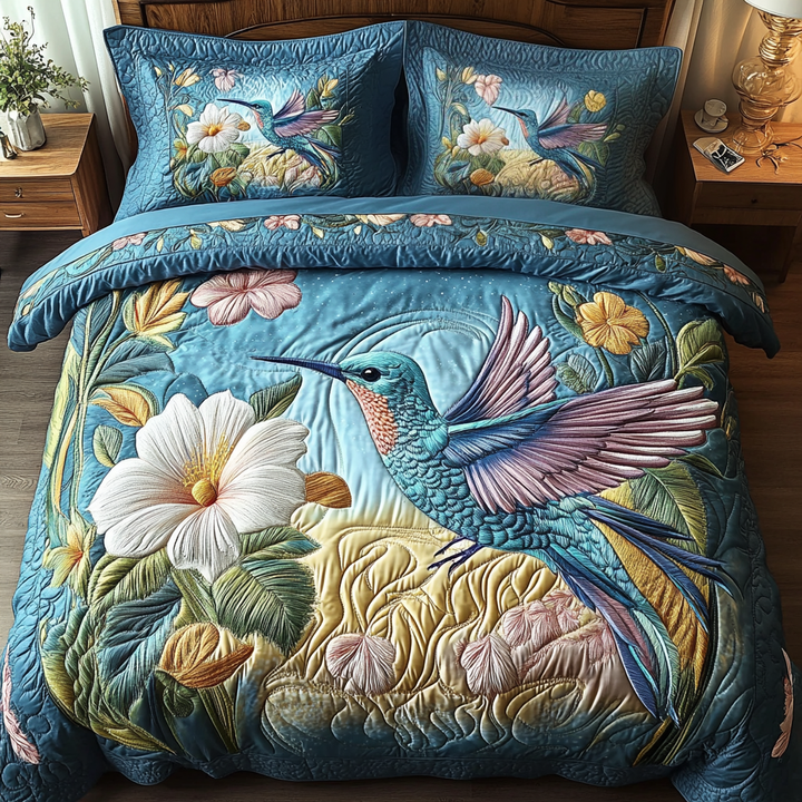 Juego de Ropa de Cama Acolchado de 3 Piezas Hummingbird