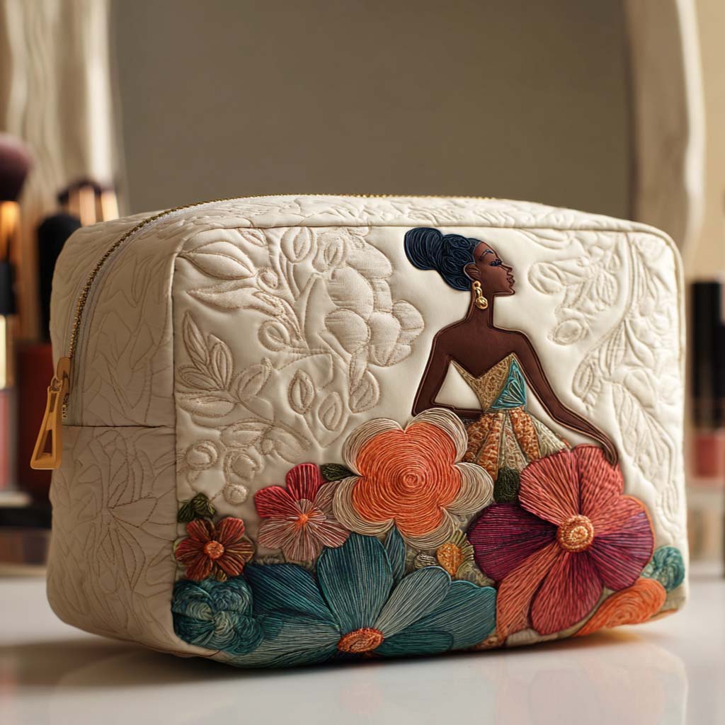 Bolsa de Maquillaje Acolchada Floral