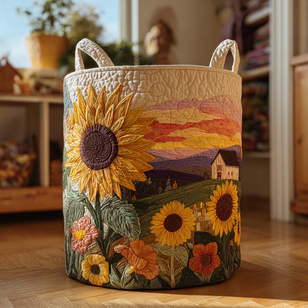 Cesta de Ropa Acolchada "Floreciente Sol"