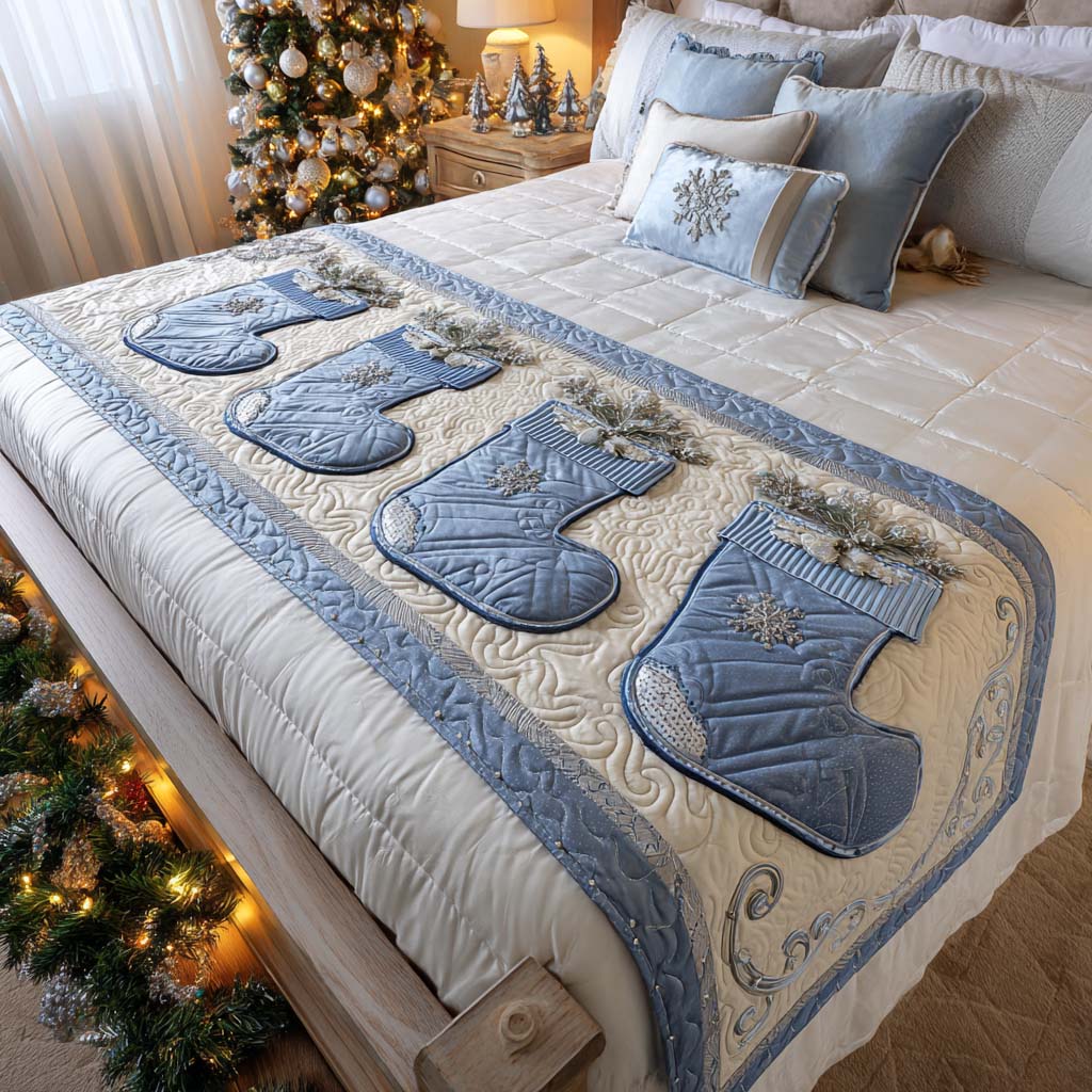 Caminito de Cama Acolchado con Diseño de Escarcha