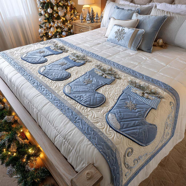 Caminito de Cama Acolchado con Diseño de Escarcha
