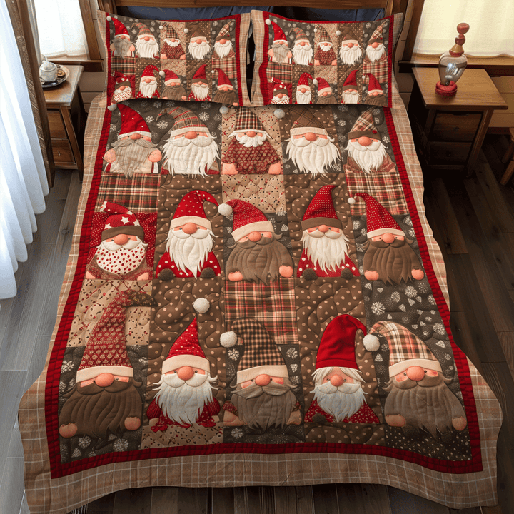 Juego de Ropa de Cama Acolchado de Gnomo Navideño