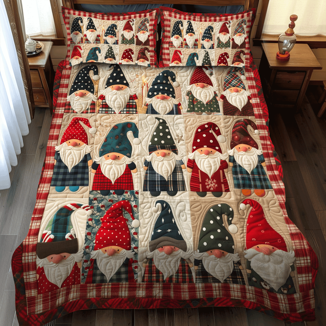 Juego de Ropa de Cama Acolchado de Gnomo Navideño
