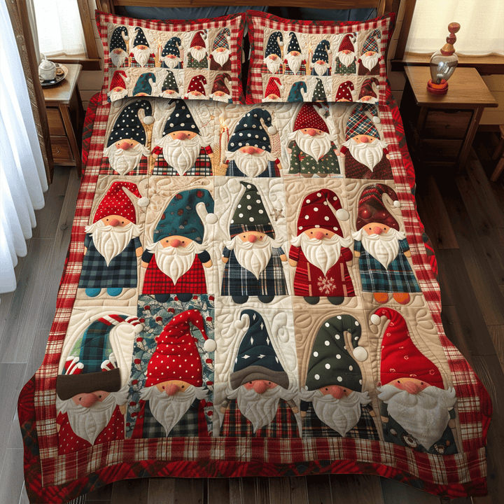 Juego de Ropa de Cama Acolchado de Gnomo Navideño