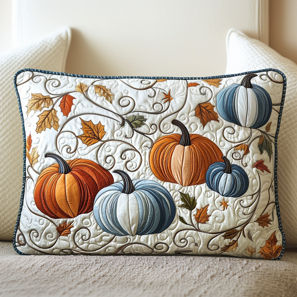 Funda de Almohada de Colcha de Calabaza Dorada