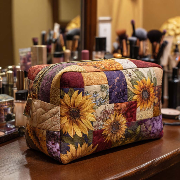 Bolsa de Maquillaje Acolchada Golden Bloom