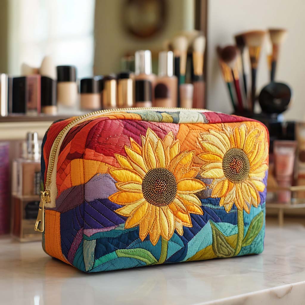 Bolso de Maquillaje Acolchado Golden Bloom