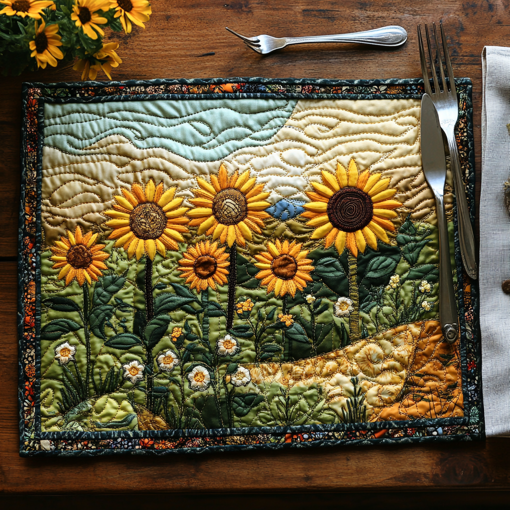 Mantel Individual Acolchado Golden Bloom
