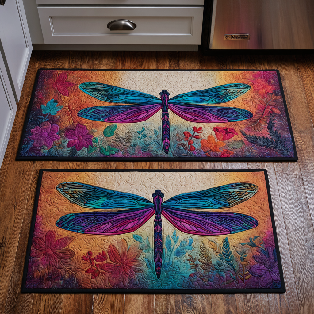 Alfombra de Área para Cocina Libélula Dorada