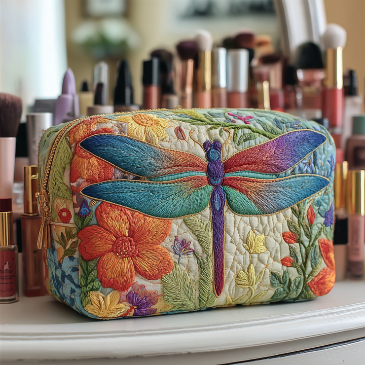Bolsa de Maquillaje Acolchada Golden Dragonfly
