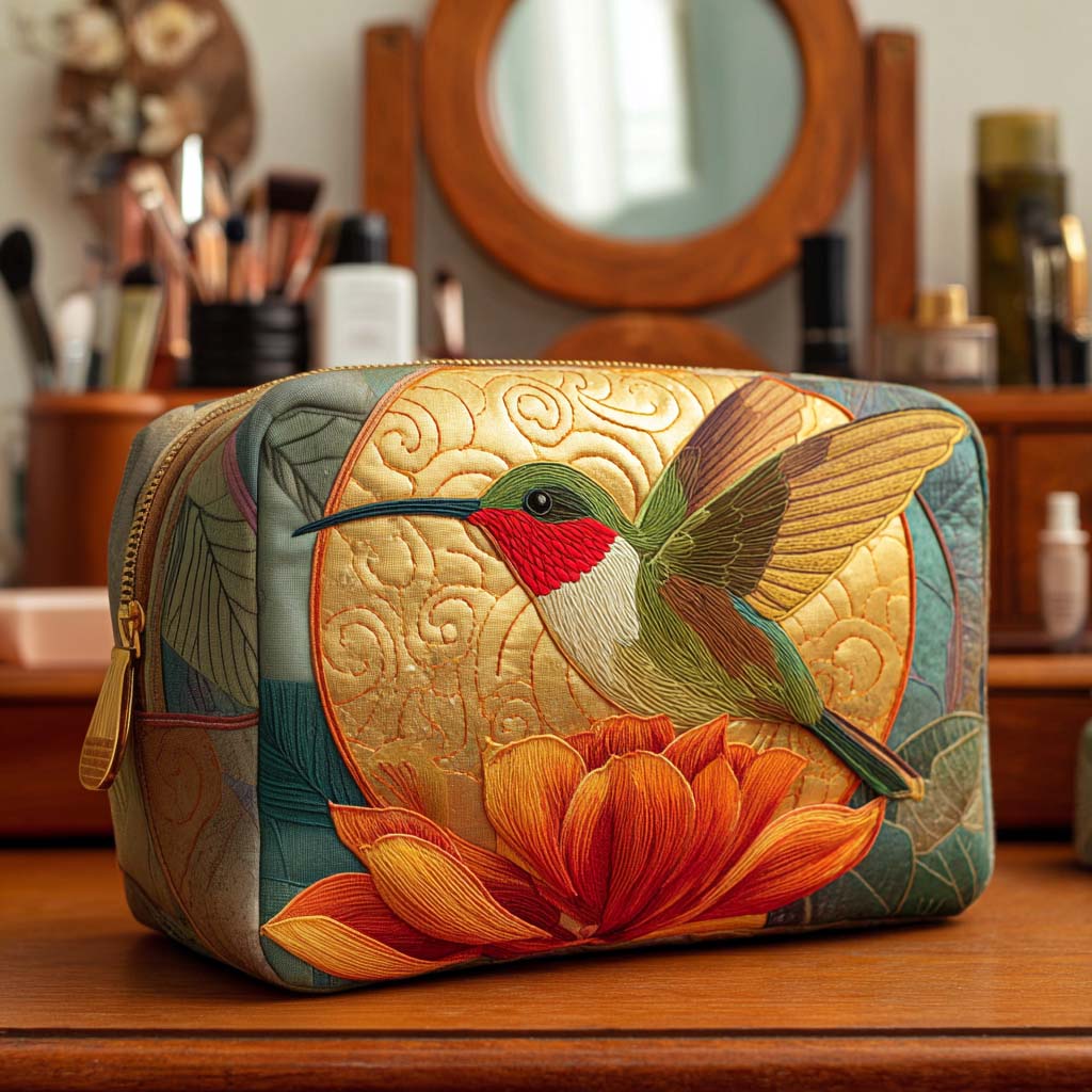 Bolsa de Maquillaje Acolchada Dorada