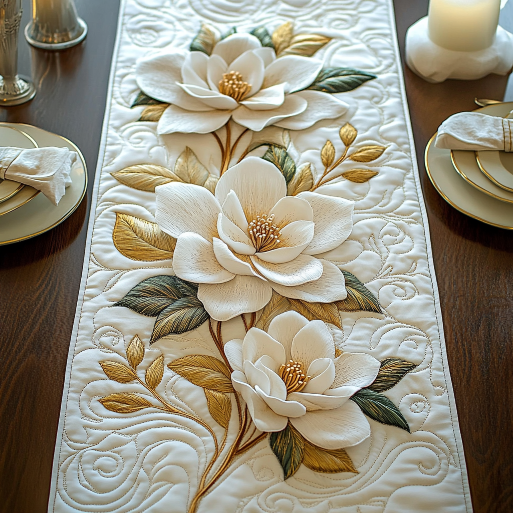 Caminito de Mesa Acolchado Magnolia Dorada