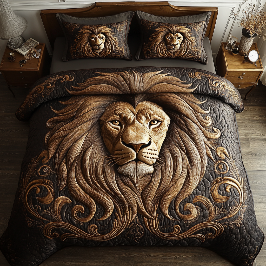 Juego de Ropa de Cama Acolchado de 3 Piezas Golden Mane