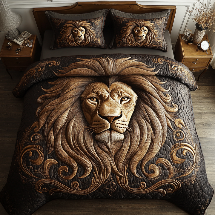 Juego de Ropa de Cama Acolchado de 3 Piezas Golden Mane