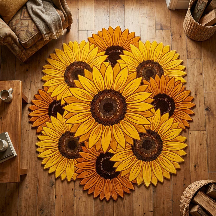 Alfombra de Área en Forma Personalizada Girasol Dorado