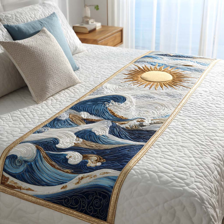 Caminito de Cama Acolchado Olas Doradas