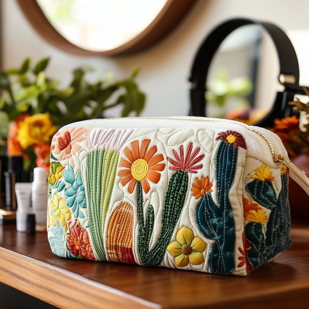Bolsa de Maquillaje Acolchada con Espinas Verdes