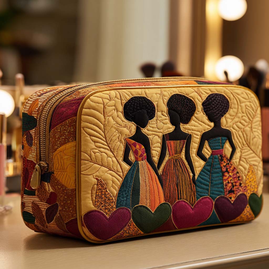 Bolsa de Maquillaje Acolchada Corazones Hermanas
