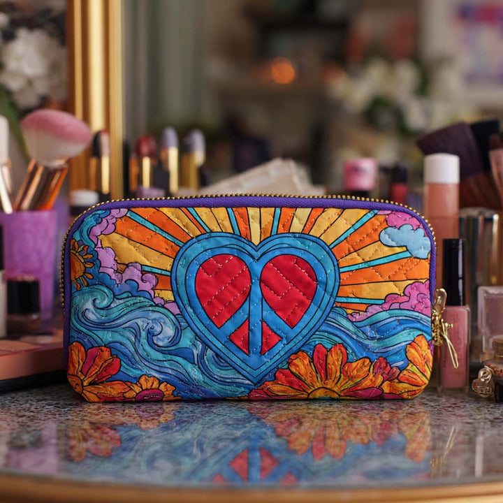 Bolsa de Maquillaje Acolchada Corazón de Paz