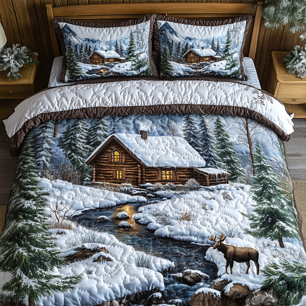 Conjunto de Ropa de Cama Acolchado de 3 Piezas Cabaña Patrimonial