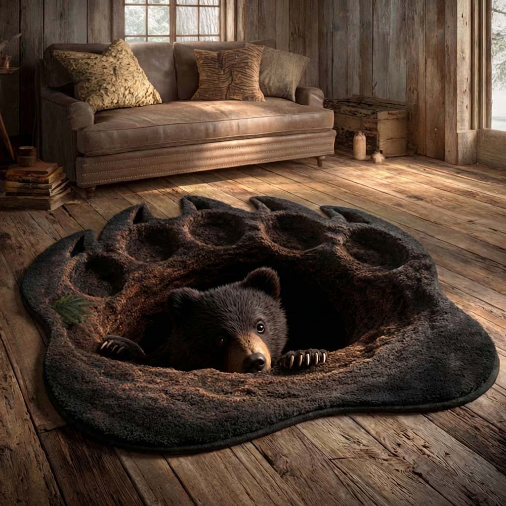 Alfombra de Área Personalizada en Forma de Oso Oculto