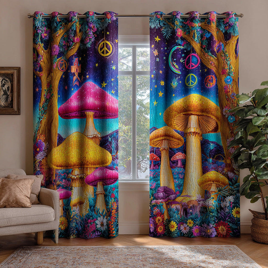 Cortinas Acolchadas de Hongos Hippie Cosmos