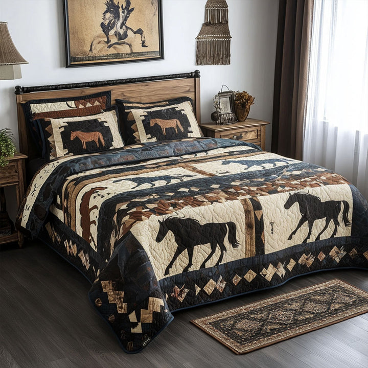 Juego de Ropa de Cama Acolchado de 3 Piezas Horse Plains