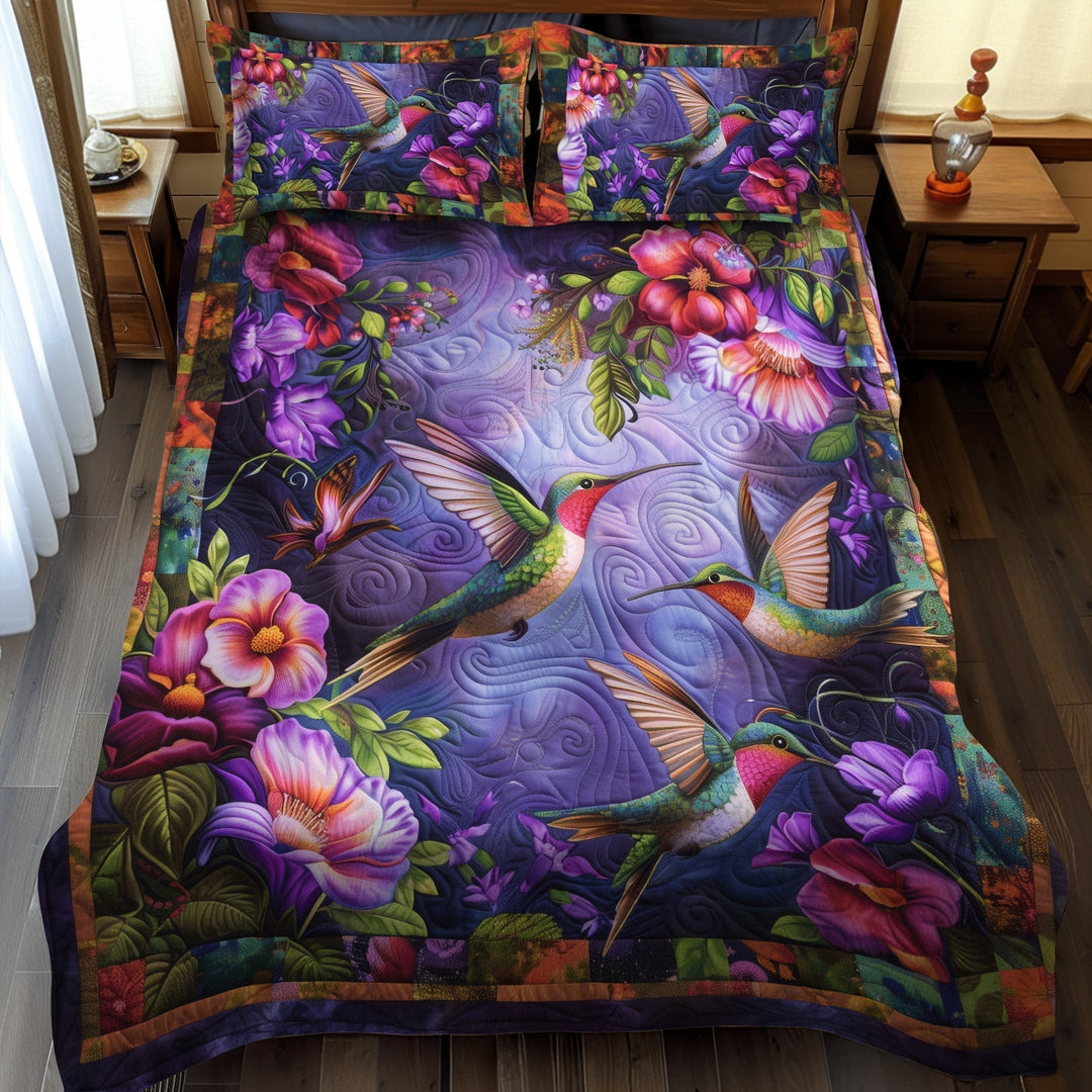 Juego de Ropa de Cama Acolchado de 3 Piezas Hummingbird Haven