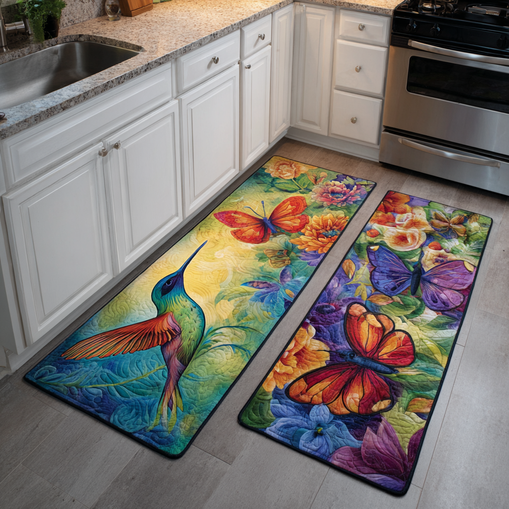 Alfombra de Área para Cocina Jardín de Colibrí