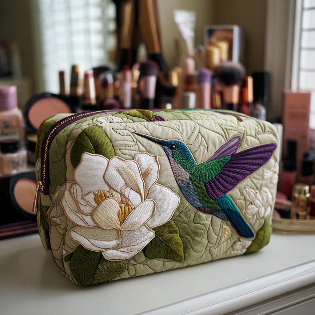 Bolsa de Maquillaje Acolchada Hummingbird Meadow