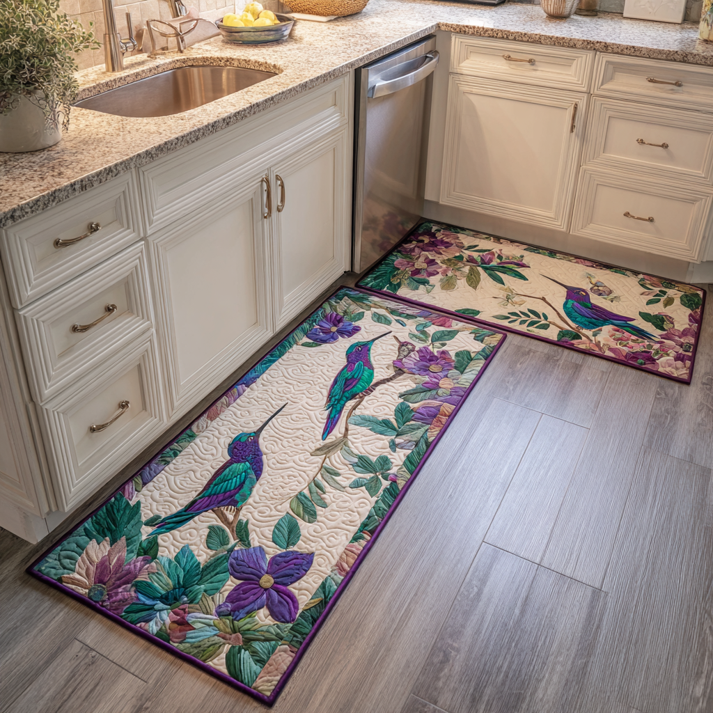 Alfombra de Cocina con Diseño de Colibrí
