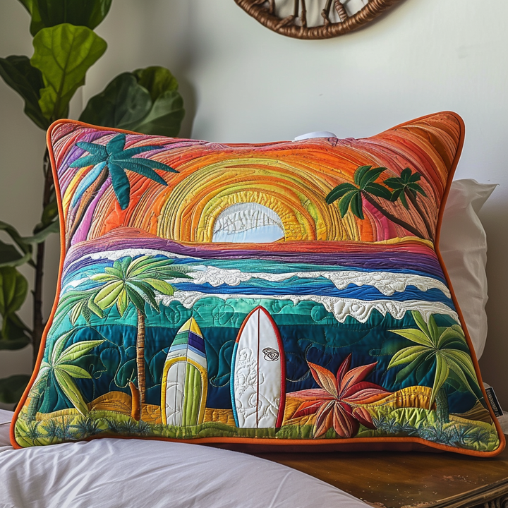 Funda de Almohada de Edredón con Olas de Isla