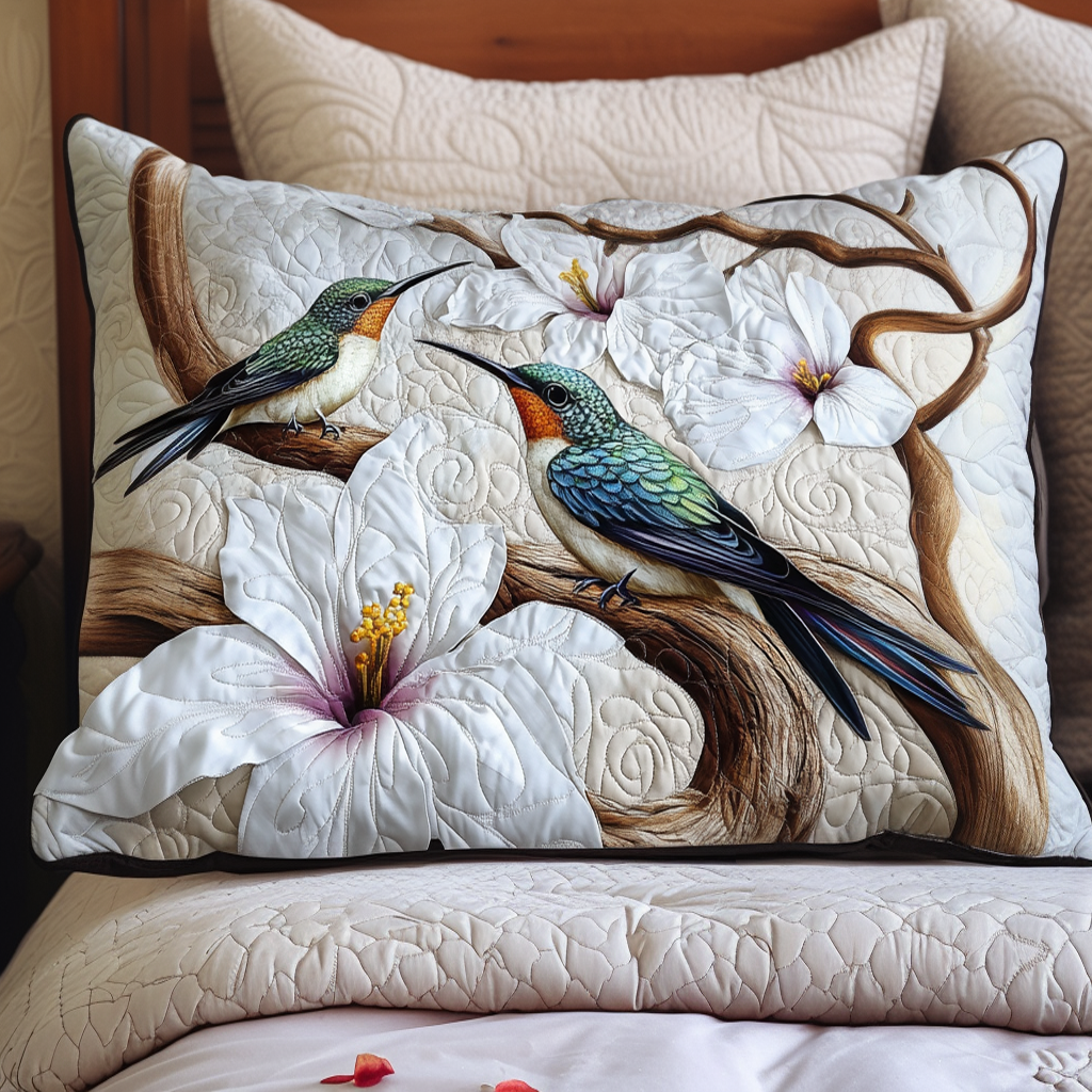 Funda de Almohada de Edredón Acolchado con Alas de Susurro Marfil