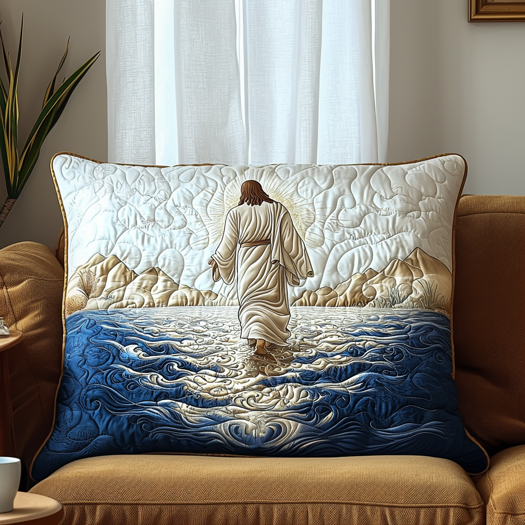 Funda de Almohada Acolchada Jesús Caminando Sobre Agua
