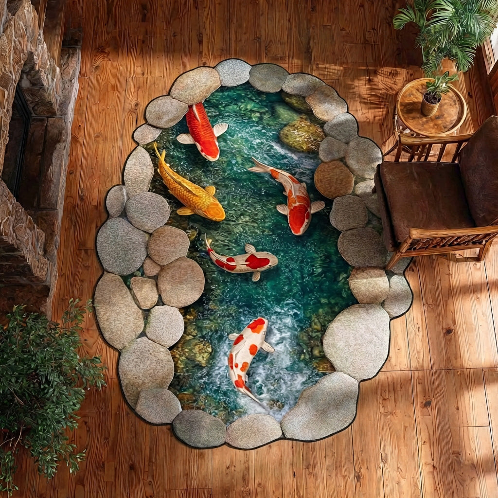 Alfombra de Área de Forma Personalizada Koi Oasis