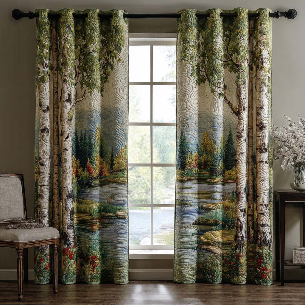 Cortinas Acolchadas de Abedul junto al Lago