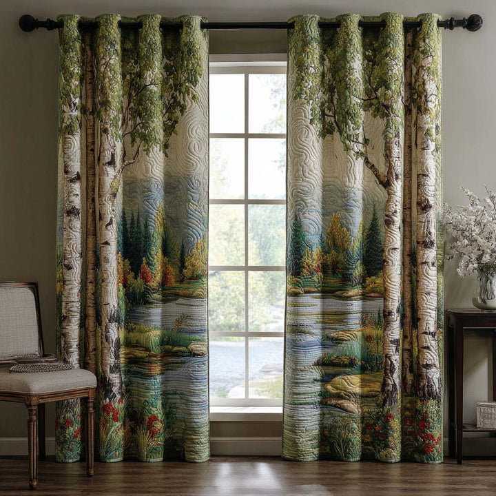 Cortinas Acolchadas de Abedul junto al Lago