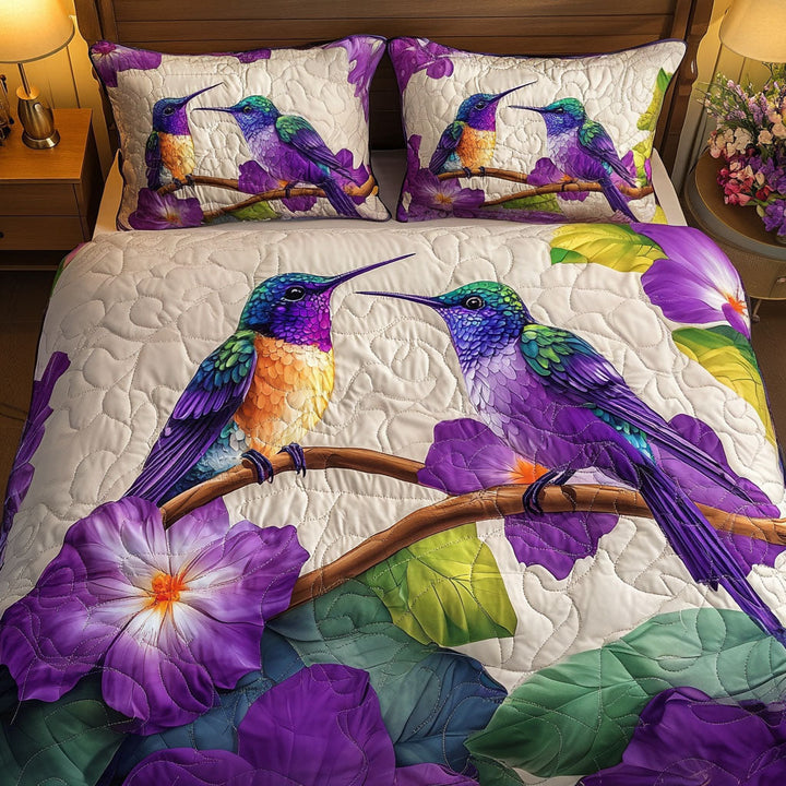Conjunto de Ropa de Cama Acolchado de 3 Piezas Hummingbird