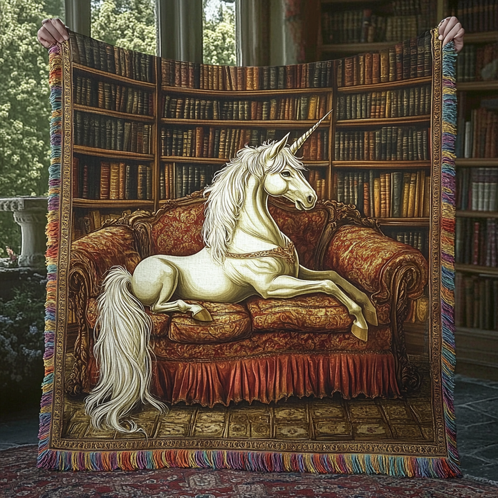 Manta Woven Unicorn de Biblioteca