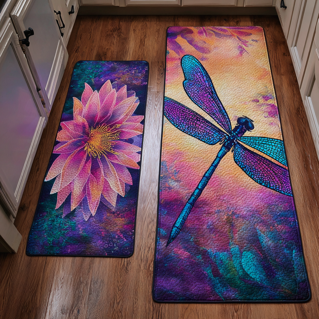 Hermosa Alfombra de Cocina con Diseño de Libélula