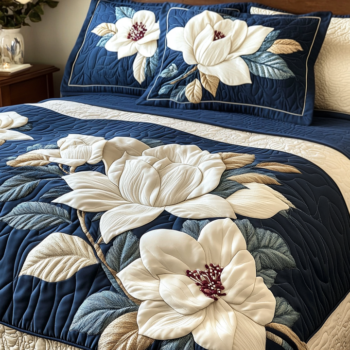 Juego de Ropa de Cama Acolchado Magnolia Grace de 3 Piezas