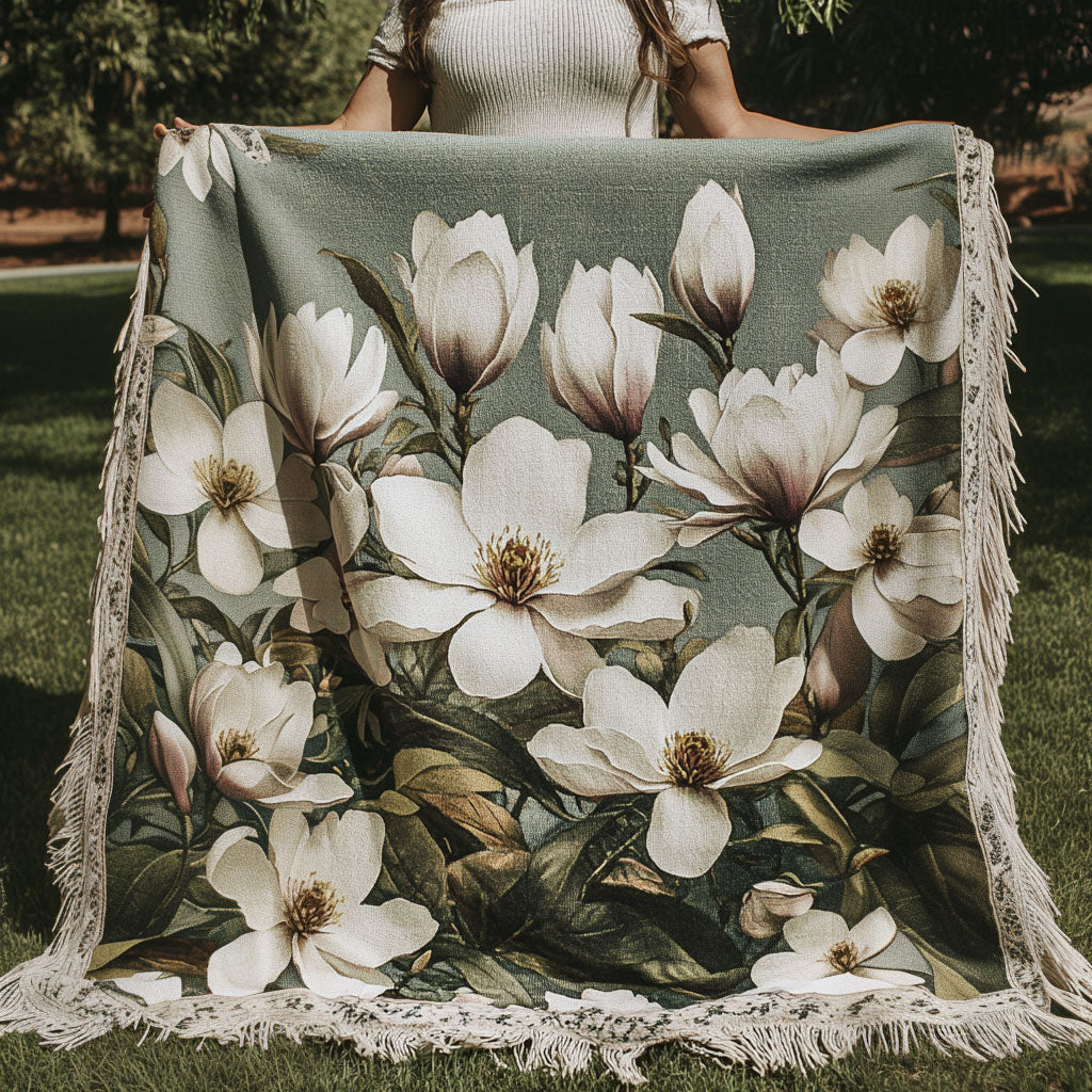 Manta de Sofá Tejida con Encaje Magnolia