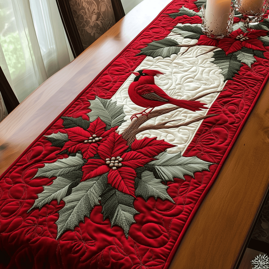 Corredor de Mesa Acolchado Majestuoso con Cardenales