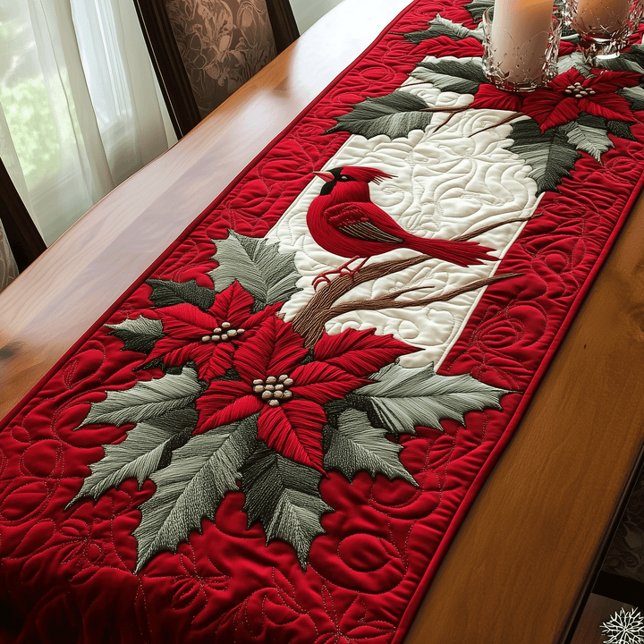 Corredor de Mesa Acolchado Majestuoso con Cardenales