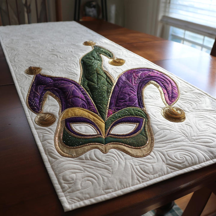 Camino de Mesa Acolchado de Mardi Gras