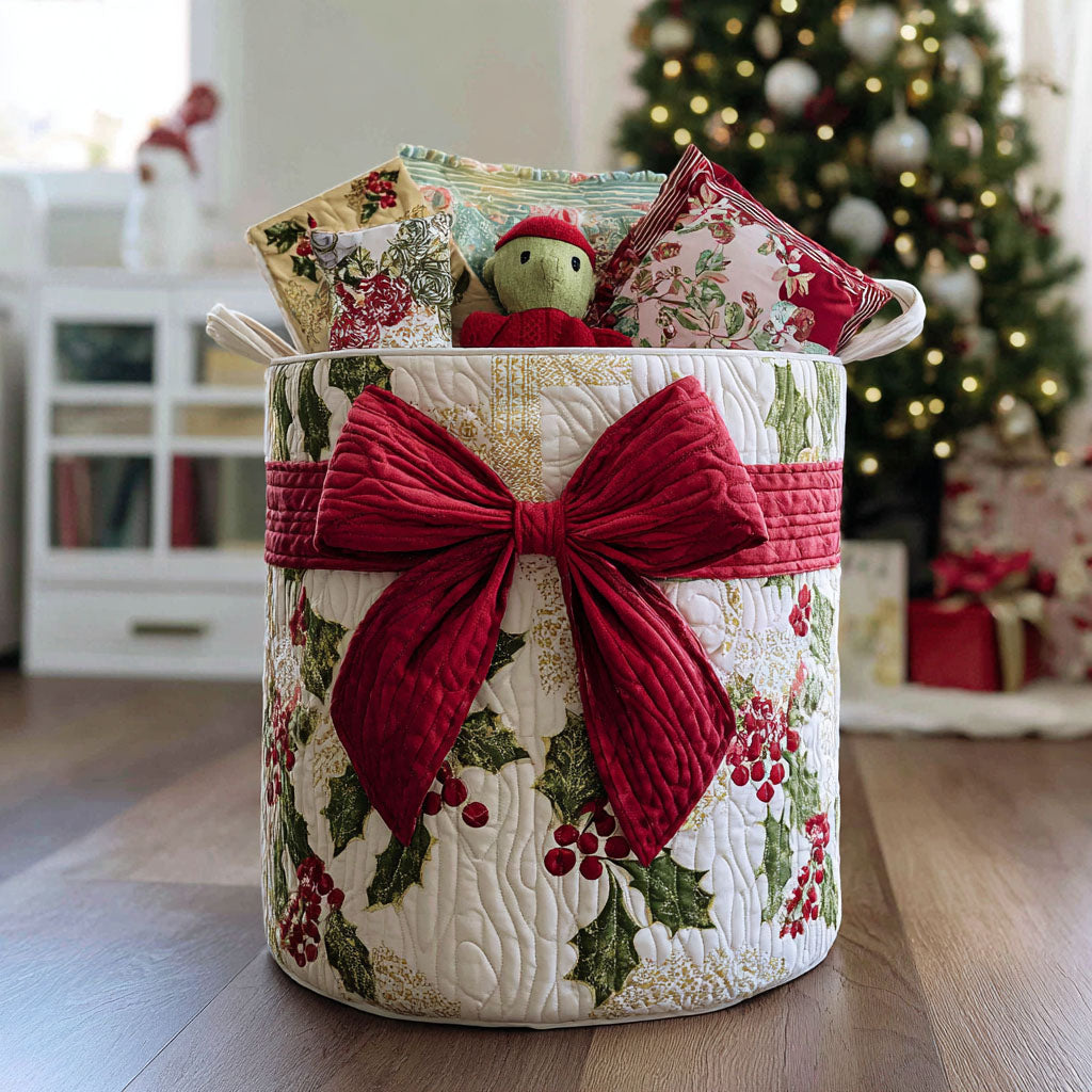 Cesta de Ropa Acolchada de Navidad