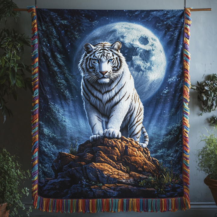 Manta Woven Tigre a la Luz de la Luna