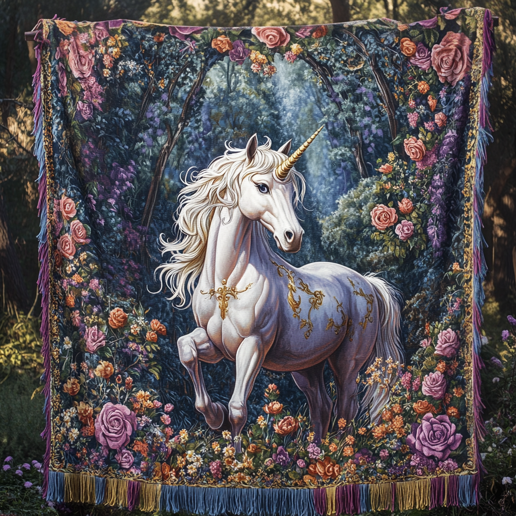 Manta Woven de Unicornio a la Luz de la Luna
