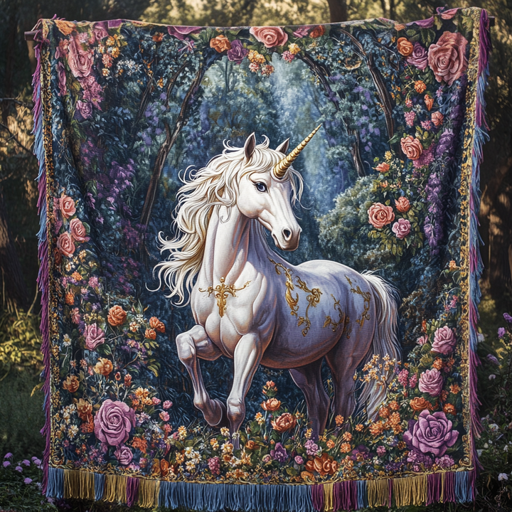 Manta Woven de Unicornio a la Luz de la Luna